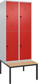 C+P Doppelstock-Spind Classic PLUS Sitzbank mit 2 Abteilen und Buche-Hartholz Sitzfläche, B/T/H: 212 x 80 x 81,5 cm - Bild 1