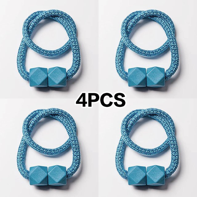 Wucifang Jewelry 4er Set Magnetische Gardinenraffhalter in Blau mit Seildesign aus Kunststoff - Bild 1