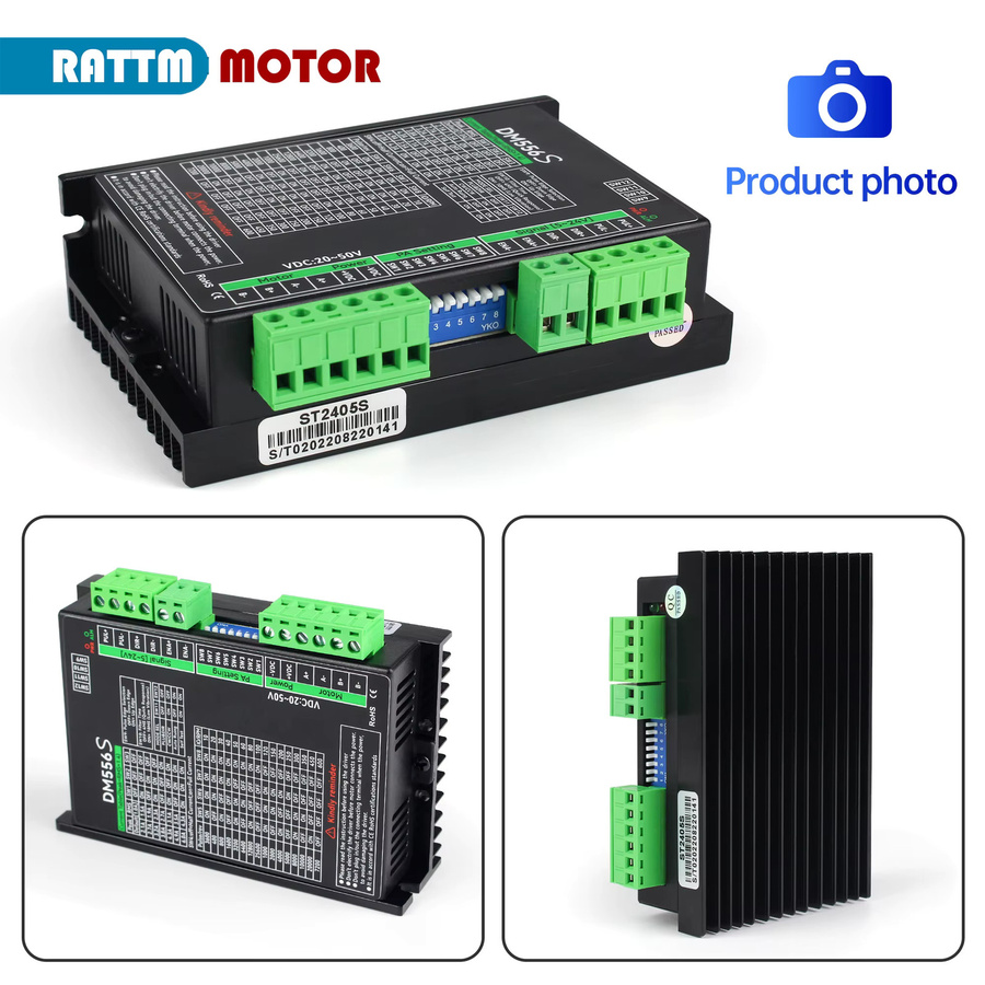 POWACE CNC-Treiber DM556S 2-Phasen-Schrittmotortreiber 20-50VDC 1-6,0A für Nema17 Nema23 Nema24 Schrittmotoren, Schwarz - Bild 6