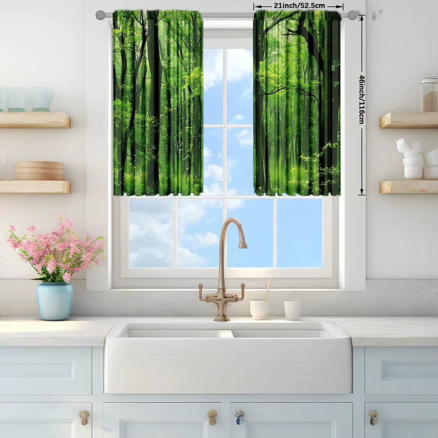 VIKAMA Verdunkelungsvorhänge Forest Sanctuary in Grün mit Naturmotiv für Wohnzimmer und Schlafzimmer - Bild 2