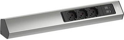 Bachmann Steckdosenleiste aus Edelstahl in Silber mit USB-A und USB-C Anschlüssen - Bild 1