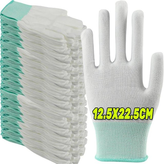 110 Paar Binchi Fitness Antistatik-Handschuhe ESD Elektronik-Arbeitshandschuhe mit PU-Beschichtung und Antirutsch-Handfläche in Grün, Pink, Grau und Weiß - Bild 1