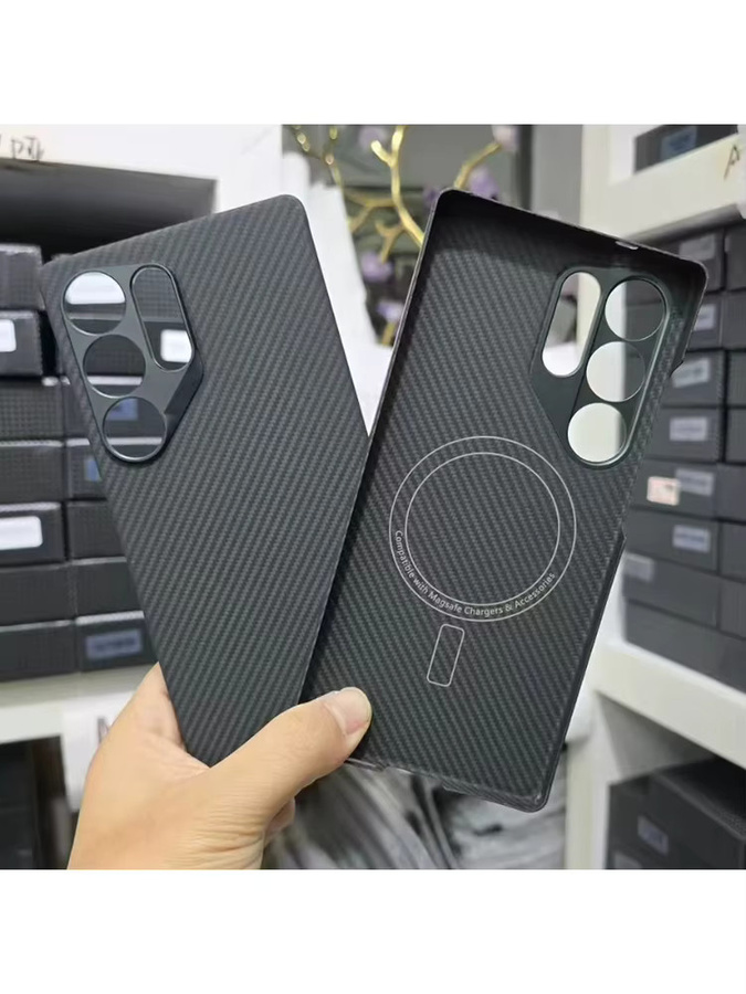 Magnetische Aramid Faser Schutzhülle für Samsung Galaxy S25 Ultra in Schwarz mit MagSafe Kompatibilität aus echtem 600D Carbon - Bild 5