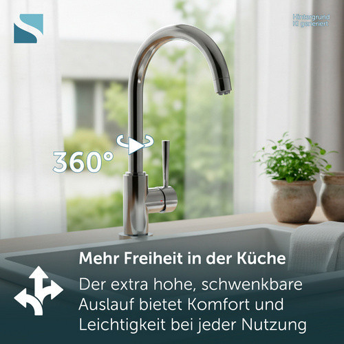 SCHÜTTE Spültischarmatur CORNWALL in Chrom und Silber, 360 Grad schwenkbar - Bild 3
