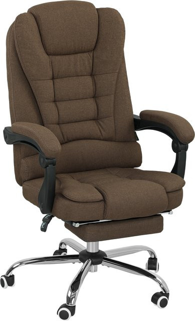 Vinsetto Ergonomischer Bürostuhl von Aosom in Braun mit Leinenoptik, höhenverstellbarer Rückenlehne, neigbarem Dossier und Fußstütze für Homeoffice und Schlafzimmer - Bild 1