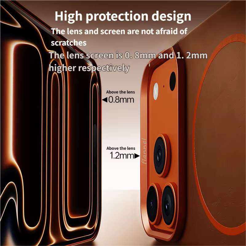 Magnetische iPhone 17 Pro Max Air Handyhülle von Apple in Orange mit Elefantenlederstruktur und MagSafe Wireless Charging Unterstützung - Bild 4
