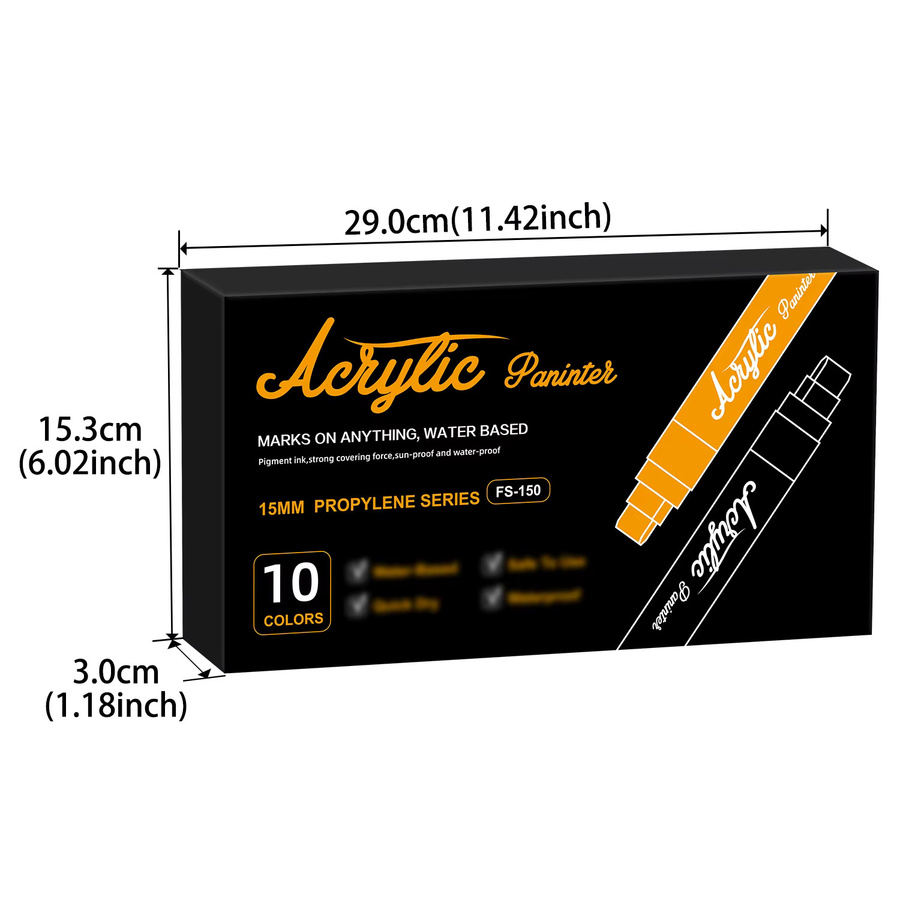 Acryl-Marker Set mit breiter Spitze in 10 leuchtenden Farben, permanent und hochdeckend für Graffiti und Kunst, Breite der Spitze: 1,5 cm - Bild 7