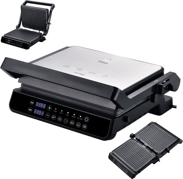 Zilan Digitaler Tischgrill Kontaktgrill 2000W mit Touch Display in Schwarz aus Edelstahl - Bild 1