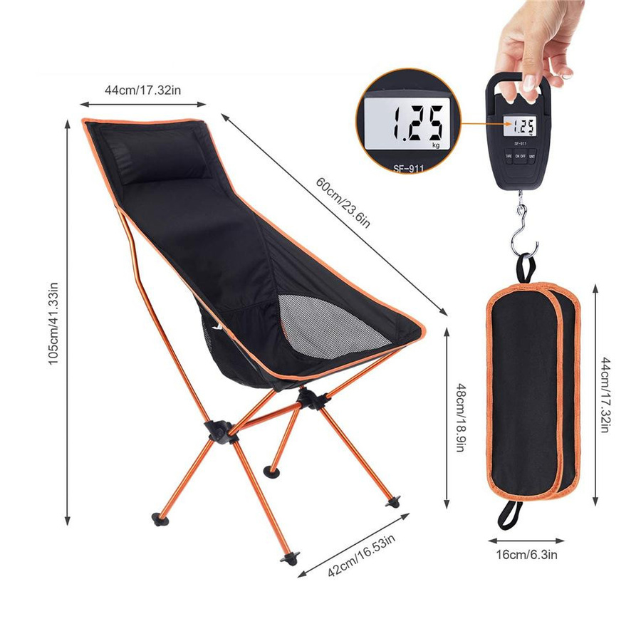 Tragbarer Campingstuhl aus Oxford-Stoff und Aluminiumrohr, klappbarer ultraleichter Campingsitz in See-Blau für Outdoor, Angeln und Picknick - Bild 2