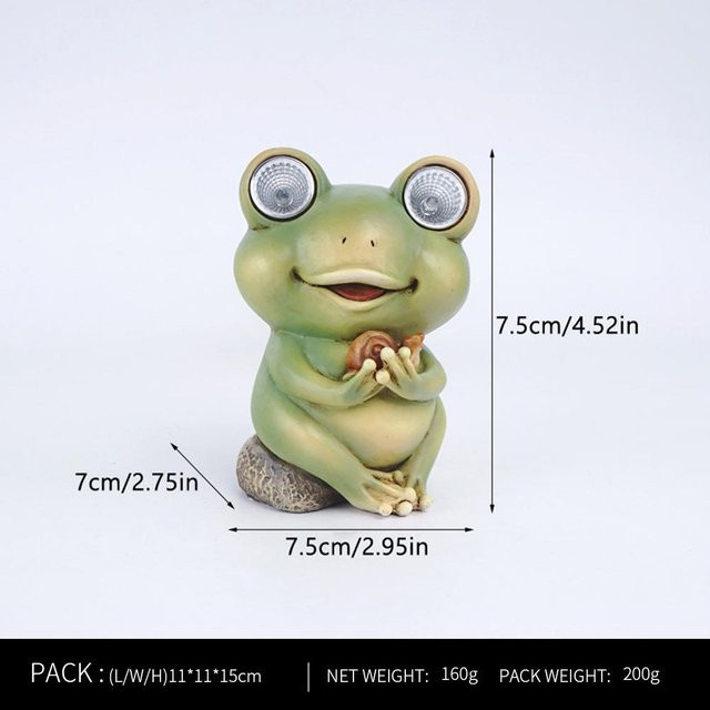 Yiran Furniture Solar-Nachtlicht Frosch aus Harz in Grün mit Induktionsfunktion für Kinderzimmer und Schlafsaal - Bild 1