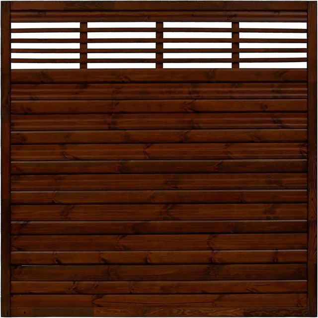 Sichtschutzzaun Element Nicea von Andrewex aus Kiefernholz in Braun, 3-fach lasiert, B/H: 180 x 180 cm - Bild 1