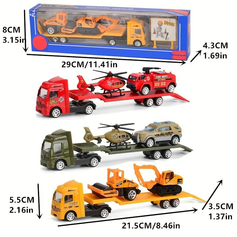 Fashnics Spielzeugfahrzeuge Set Baupolizei Feuerwehr LKW Reibungsbetrieben - Bild 2
