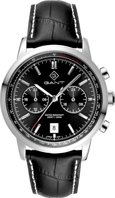 Gant Herrenuhr, Quarz, Edelstahl, 42 mm, Leder, Schwarz, 10 ATM - Bild 1