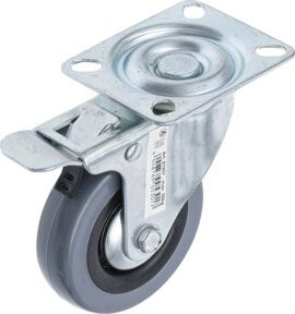 BGS Do it yourself Lenkrolle mit Bremse 81957 in Silber mit Anschraubsockel und Ø 75 mm - Bild 1