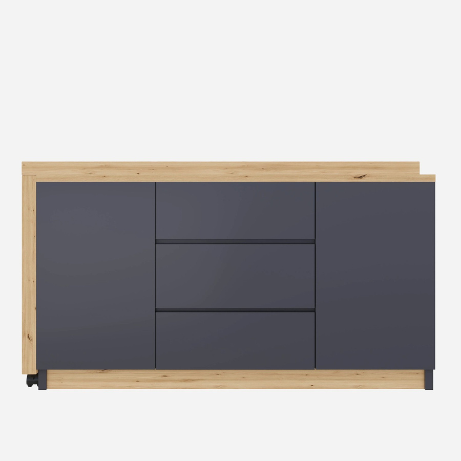 okwish Eckschreibtisch Klappbar mit Rollen und Schrank, Weiß/Grau, B: 120 cm, T: 50 cm, H: 76,5 cm - Bild 2