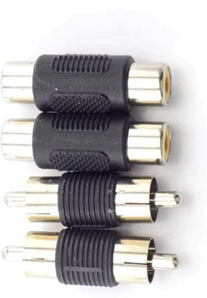 5er Set RCA Stecker auf Stecker Adapter, Gerade AV RCA Buchse auf Buchse Koppler, Farbe: Silber - Bild 1