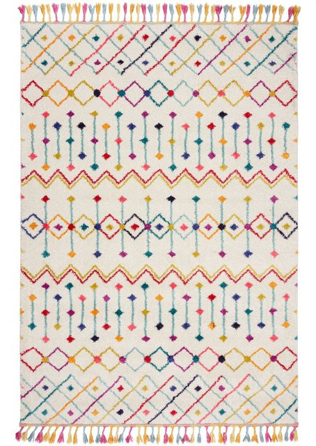 Geometrischer Teppich ARUN von Kadima Design in Bunt, pflegeleicht mit Fransen, B/B/H: 120 x 170 cm - Bild 1