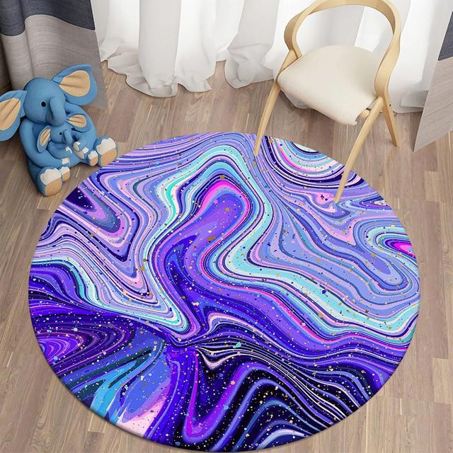 BestDream007 Galaxy Space Runder Teppich in Psychedelic Purple mit 3D-Effekt, Durchmesser: 60 cm - Bild 1