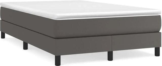 vidaXL Boxspringbett Hybrid mit Matratze, Grau, Kunstleder, B/T: 120 x 200 cm - Bild 1