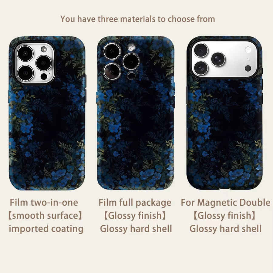 Robuste magnetische Doppel-Schutzhülle für Apple iPhone 17 16 15 14 13 Pro Max Plus in Midnight Black und Blue - Bild 2