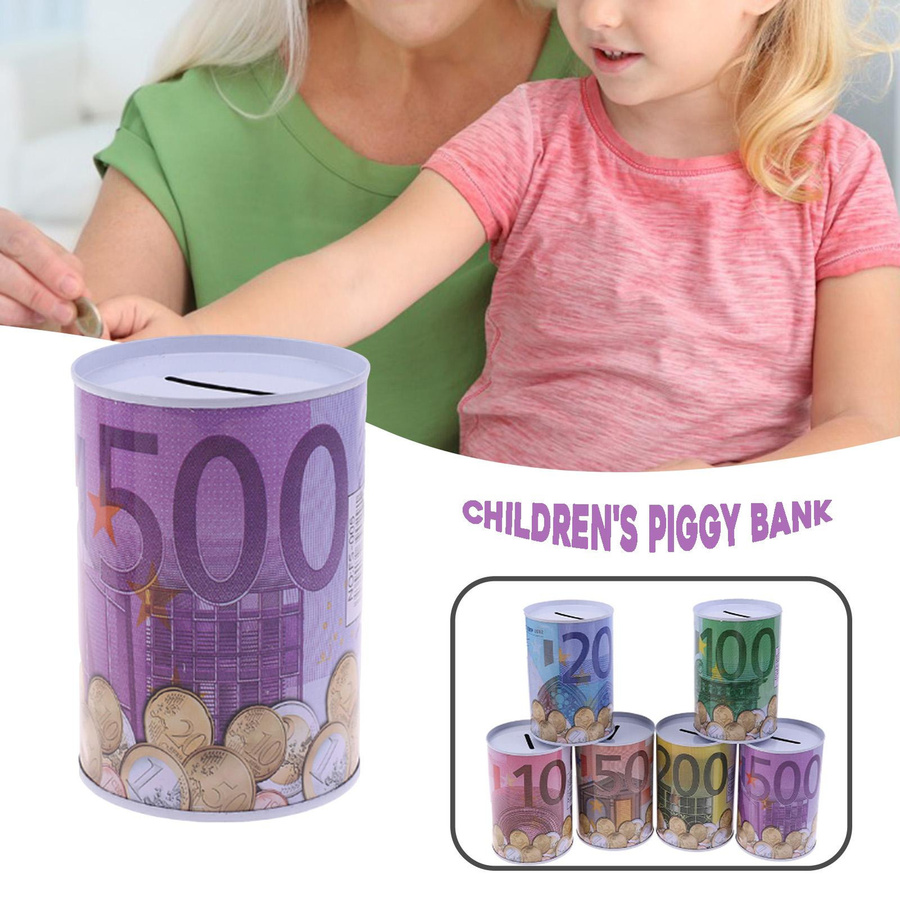 Niedrige EURO-Spardose aus Metall für Kinder zum Sammeln von Bargeld - Bild 3