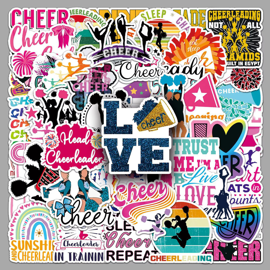 50 Stück Cheerleading-Aufkleber in Rosa und Multicolour für Laptop, Handyhülle und DIY-Dekoration - Bild 2