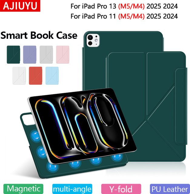 AJIUYU Magnetische Tablet-Hülle für iPad Pro 11 und 13 Zoll M4 M5 2024 2025 mit Multi-Winkel-Klappschutz in Purple - Bild 1