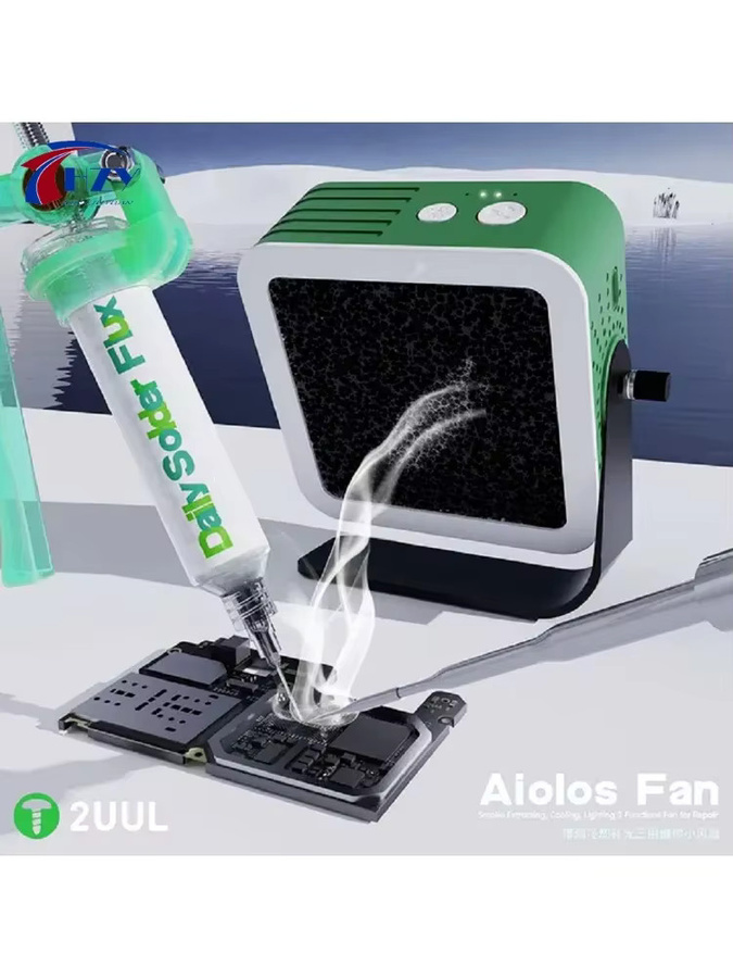 2UUL Alolos Mini Wartungsventilator in Grün für Rauchabzug, Kühlung und Fülllicht bei Desktop-Reparaturen - Bild 6