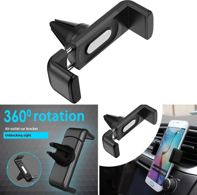 Universelle Handyhalterung für die Auto-Lüftung mit drehbarem Clip in Schwarz - Bild 1
