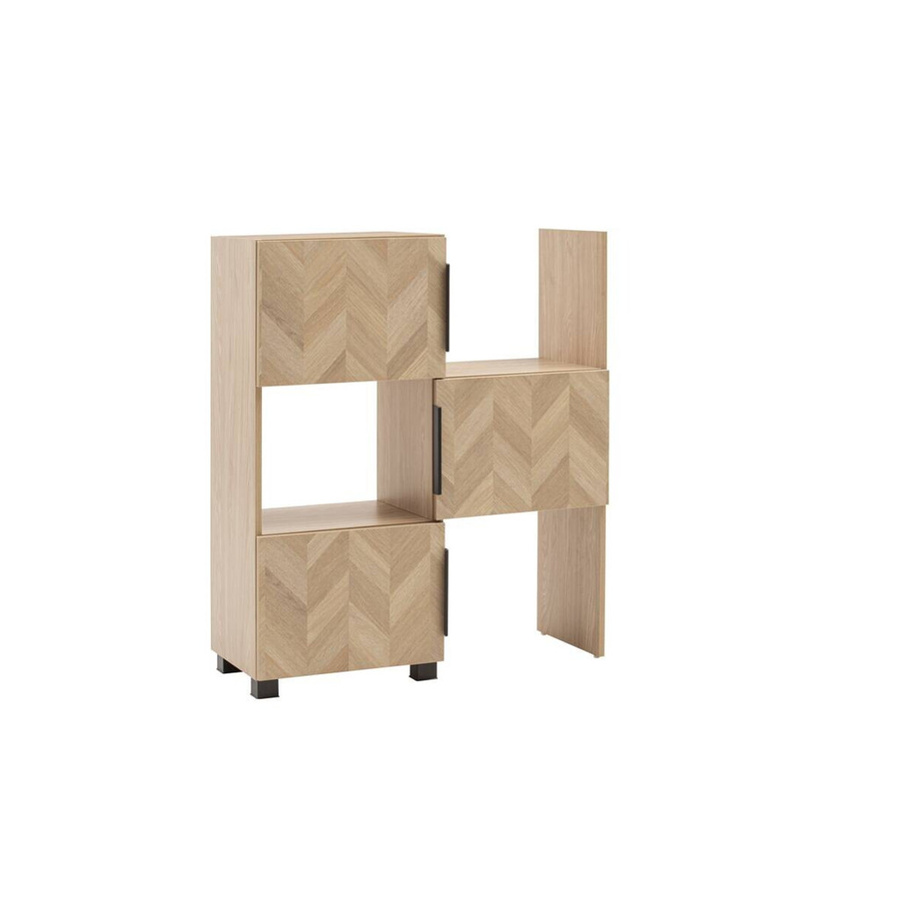 Schildmeyer Schiebe-Regal Piazza in Eiche Nachbildung mit Fischgräten Dekor, Braun, B/H/T: 78 x 101,6 x 34,7 cm - Bild 3