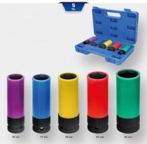 Brilliant Tools 5-tlg Alu-Felgen-Kraft-Stecknuss-Satz 1/2 Zoll aus Chrom-Molybdän-Stahl - Bild 2