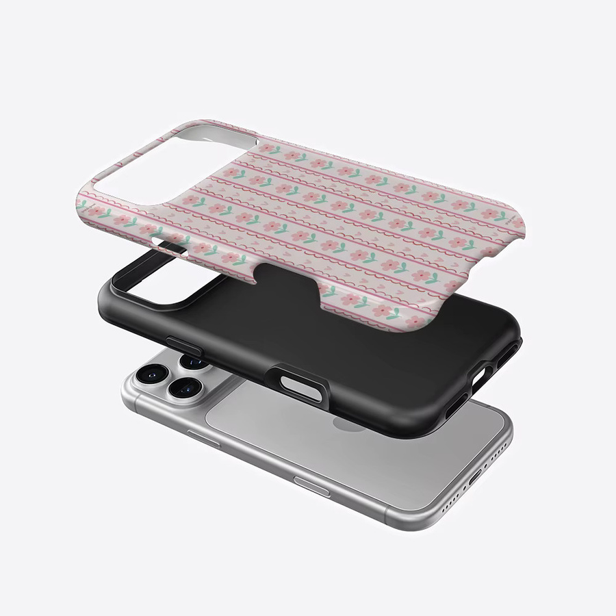 Potdemiel Handyhülle mit rosa Blumenmustern für iPhone 17 16 15 14 13 Pro Max Plus, robuste doppelschichtige Magnet-Hülle - Bild 2