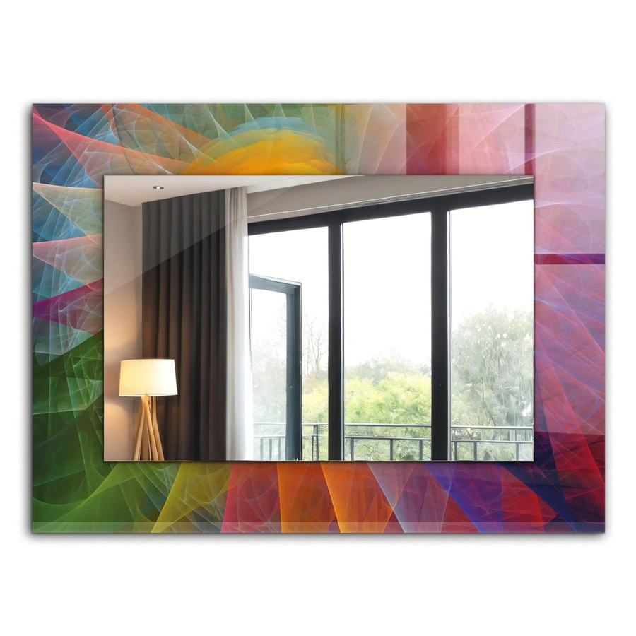 Tulup Spiegel mit abstrakter Spirale in Multicolour, Rechteckig, B: 80 cm, H: 60 cm - Bild 2