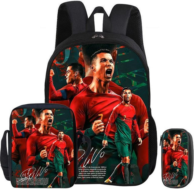 Fancy Style Studio Ronaldo 3-teiliges Schulset mit Rucksack, Umhängetasche und Federmäppchen in Multicolour - Bild 1