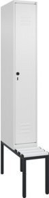 C+P Spind Classic PLUS Garderobenschrank mit Sitzbank, 1 Abteil, Reinweiß, B/T/H: 212,0 x 30,0 x 81,5 cm - Bild 1