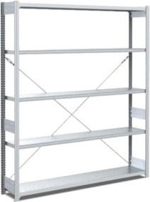 Bito Fachbodenregal Typ M aus verzinktem Stahl in Silber, B/T/H: 135,8 x 32,4 x 200 cm, Tragkraft pro Grundfeld 200 kg - Bild 1