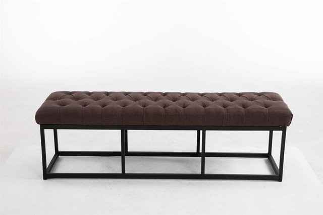 TPFLiving Sitzbank Amor in Braun mit matt schwarzem Gestell, Breite: 150 cm - Bild 1