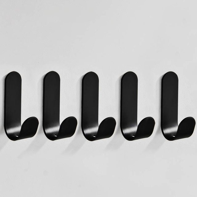 Yiran Furniture Wandhaken aus Aluminium und Eisen, stanzfreier Klebehaken für Badezimmer und Küche, erhältlich in Schwarz, Weiß oder Grau - Bild 1