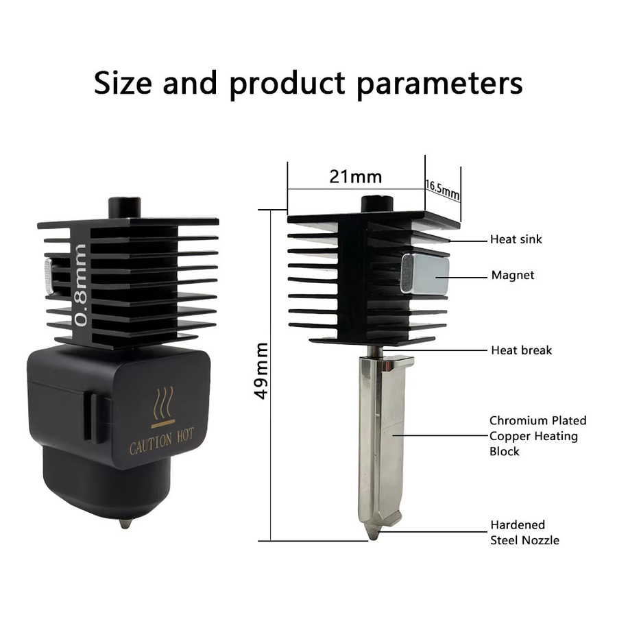 Bambu Lab A1 Mini All-in-One Hotend Kit mit gehärteter Stahldüse für 0,2 mm, 0,4 mm, 0,6 mm und 0,8 mm Zubehör für deinen Bambu Lab A1 3D-Drucker - Bild 5