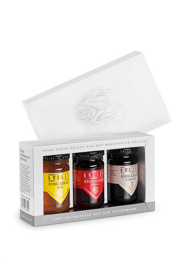Gölles Manufaktur Essiggelee Trio Apfel Beeren Quitte 3 x 105 g - Bild 1