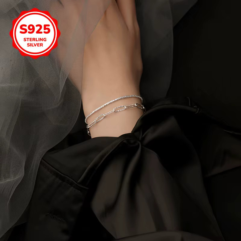 Armband 925 Silber, Doppelschichtiges Sternenhimmel, Damen - Bild 2