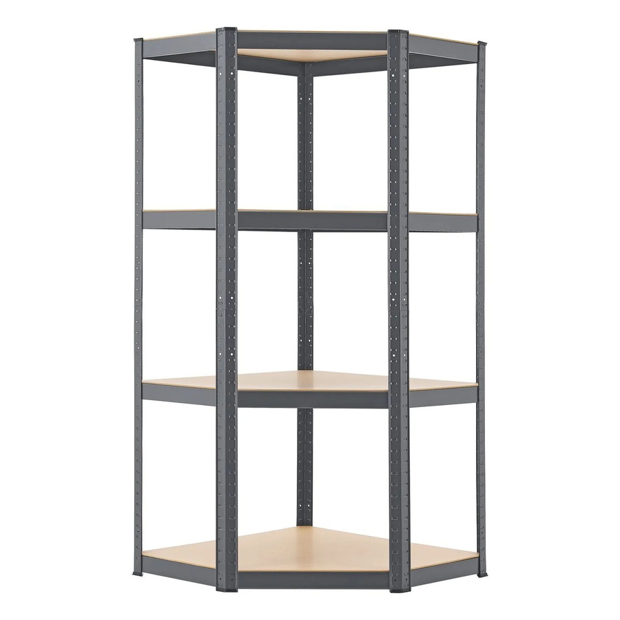 Juskys Corner Easy Eckregal Schwerlastregal aus Metall in Grau, B/T/H: 160 x 75 x 40-75 cm - Bild 3