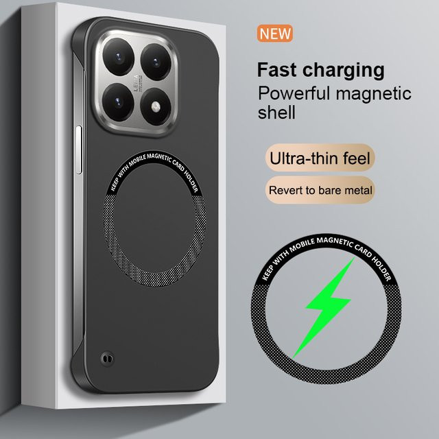 Ultradünne magnetische MagSafe Handyhülle aus Hart-PC für Xiaomi 17 Pro Max, 15T, 14T Pro und 15 Ultra, rahmenloses kabelloses Lade-Cover in Schwarz oder Weiß - Bild 1