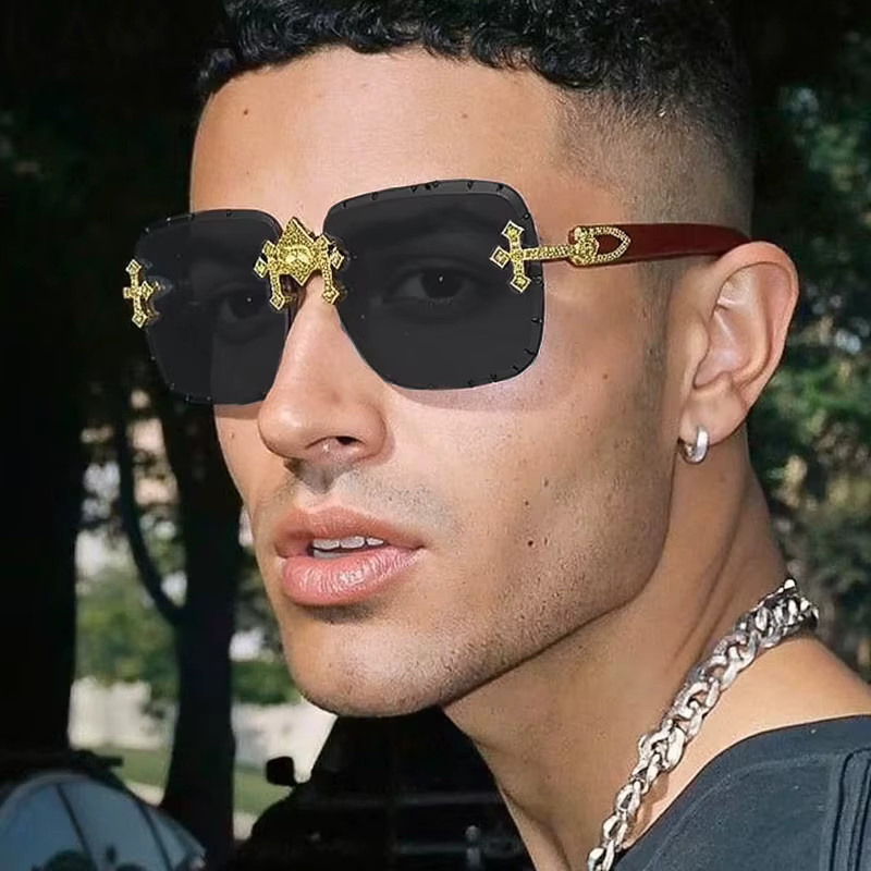 Kajila Sonnenbrille, randlos, quadratisch, Metall, schwarz, Männer - Bild 2
