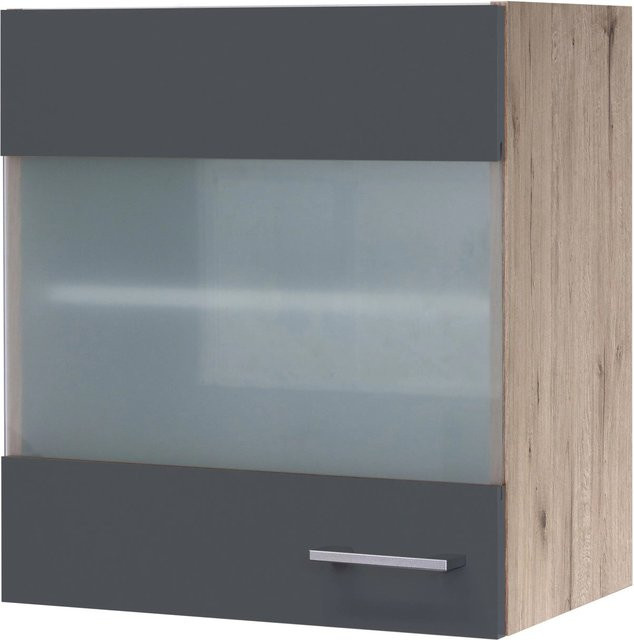 Flex-Well Küchen-Glashängeschrank Morena in Basaltgrau und San Remo Eiche, B: 50 cm, H: 54,8 cm, T: 12,5 cm - Bild 1