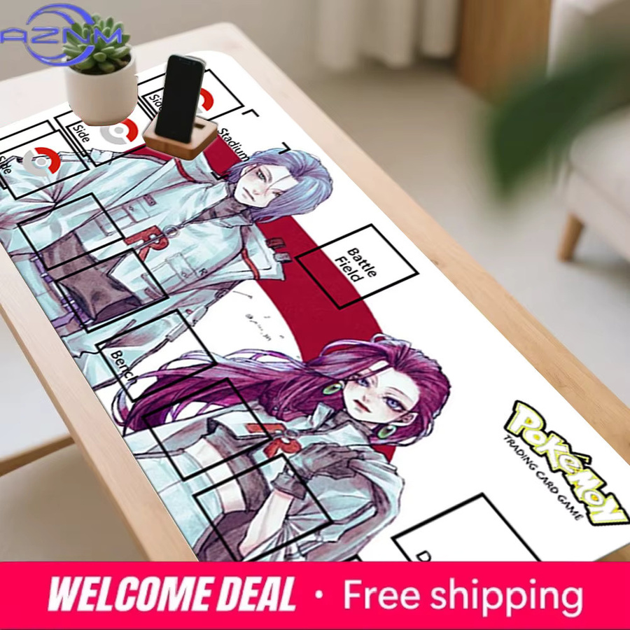 Potdemiel Spielmatte im Anime-Stil mit Team Rocket Jessie und James, rutschfeste Gaming-Mausunterlage, Mehrfarbig - Bild 5