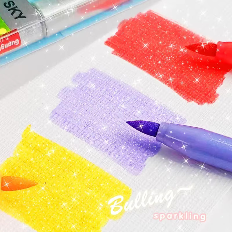 12er Set Glitter Highlighter Stifte in Multicolour für Journal und Tagebuch - Bild 1