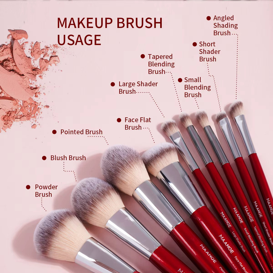 MAANGE Make-up-Pinsel-Set, 9-teilig, Synthetik - Bild 2
