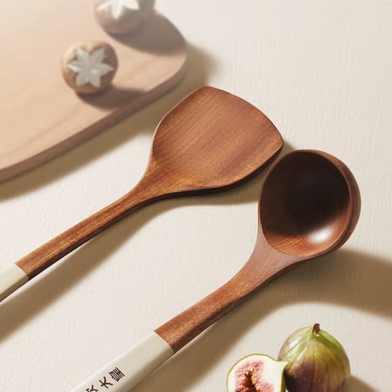 COOKER KING 4-in-1 Kochutensilien-Set aus Holz in Ebenholz-Optik mit Spatel und Löffel für Antihaft-Töpfe - Bild 3