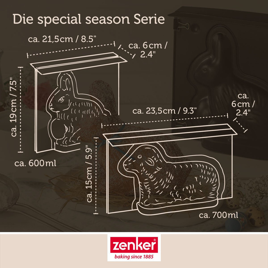 Zenker Backformen-Set Hase und Lämmchen, 2-teilig, Grau, Non-Stick Beschichtung - Bild 2
